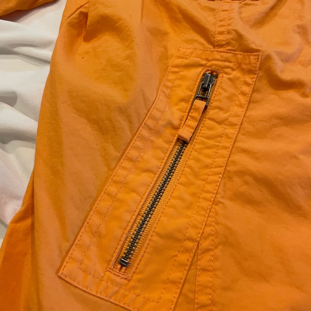 Chico’s Jacket Size 2 Button Up Pockets Orange Fa… - image 8